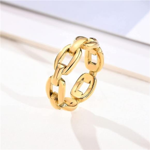Double Chevron Ring for Women 18K Gold Plated Stainless Steel - Picture 5 of 6
